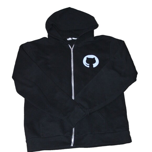American Apparel F497 Zip Hoodie Github Invertocat Logo Unisex Black Jacket Lg - Picture 1 of 8